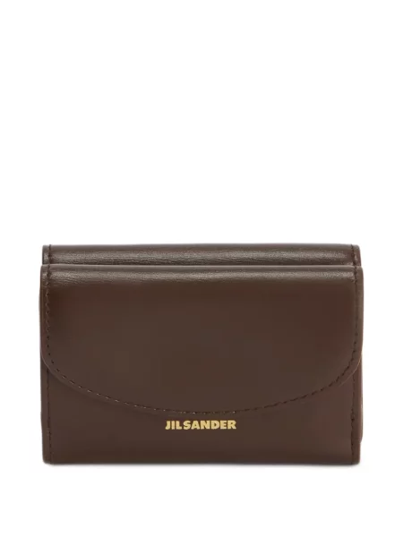 Portofel Jil Sander din piele cu autograf maro