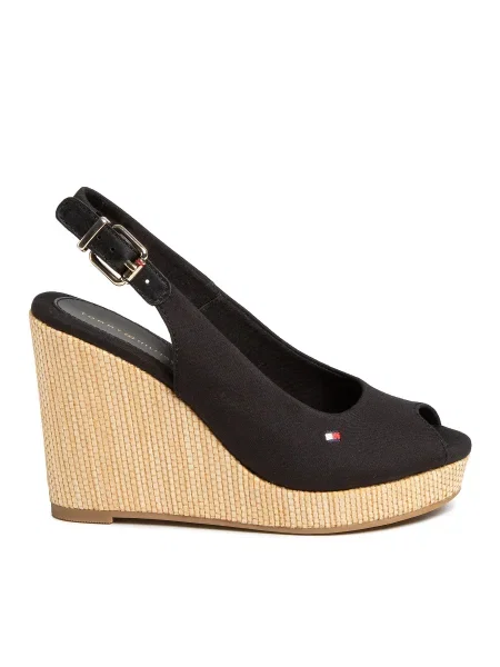 Tommy Hilfiger Sandale ICONIC ELENA cu adaos de piele negru
