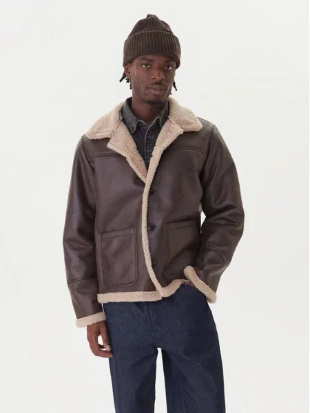 Jack & Jones Kurtka z imitacji skóry Cambridge brązowy