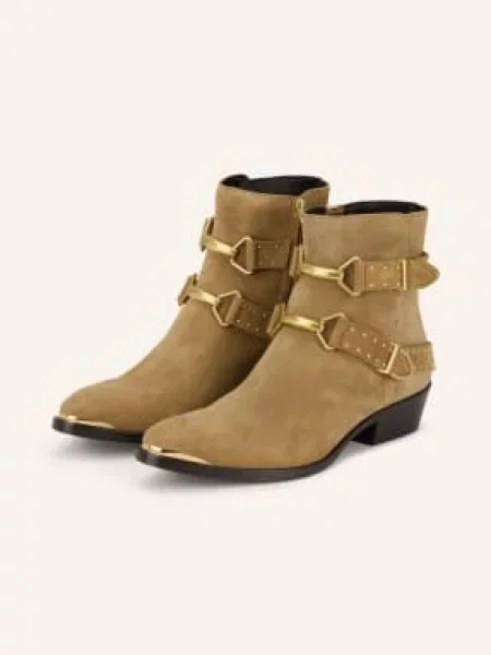 Isabel Marant Botki Zalya Z Nitami beige beżowe