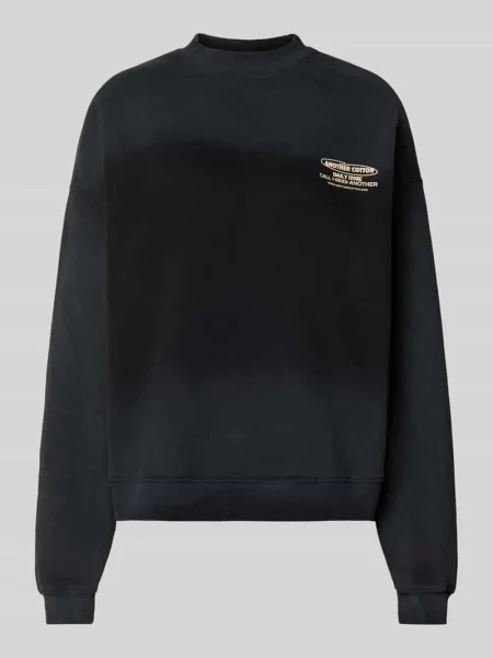 Bluza z nadrukiem logo krój regular fit Another Cotton Lab czarna