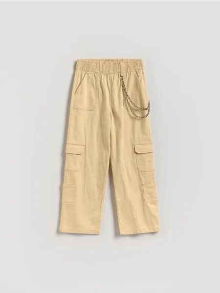 Reserved Штани карго з ланцюжком нюдовий 
