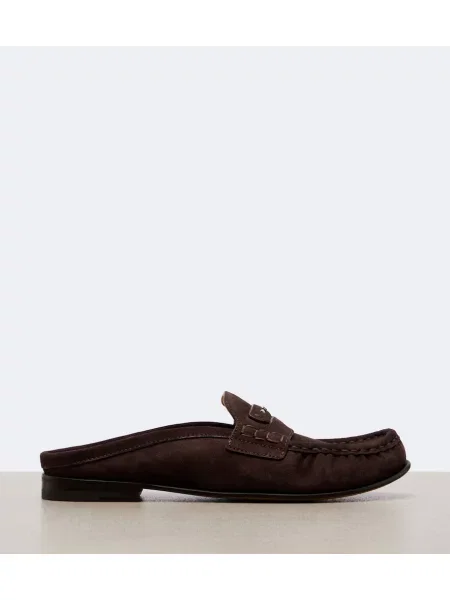 Papuci tip mules Fendi din piele de căprioară maro