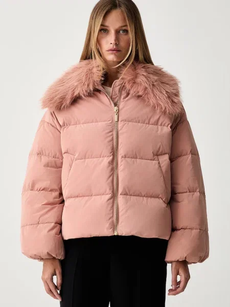 Twinset geacă cu puf pentru femei roz