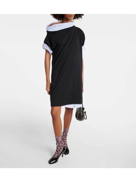 Rochie midi Dries Van Noten din jerseu până la genunchi de costum negru