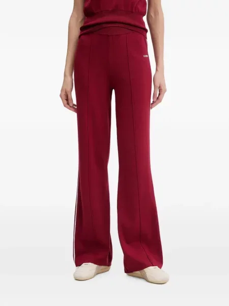 Pantaloni Guess cu broderie cu dungi alergare roșu