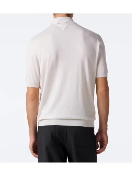 Tricou polo Prada de mătase alb