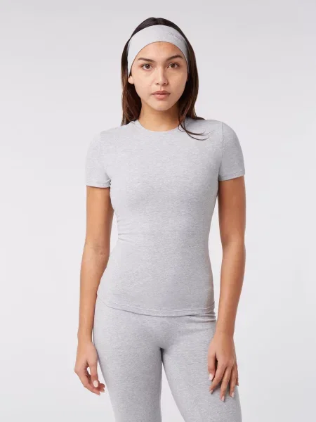 YO-GAYA Tričko Lounge Short Sleeve Top melírovaná sivá