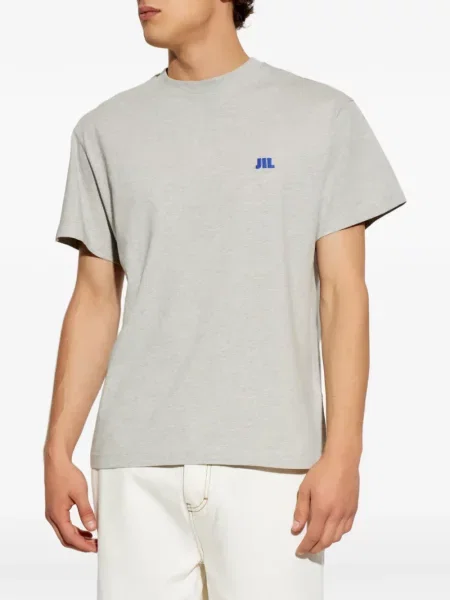 Tricou Jil Sander cu broderie gri