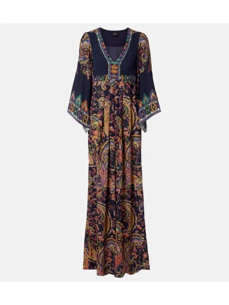 Maxi rochie maxi Etro cu model paisley de costum albastru