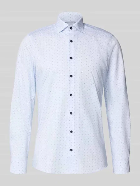Koszula biznesowa o kroju slim fit z mieszanki bawełny Olymp Level 5 błękitna