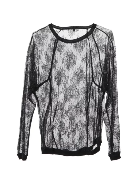 Top Maje cu model floral din dantelă negru