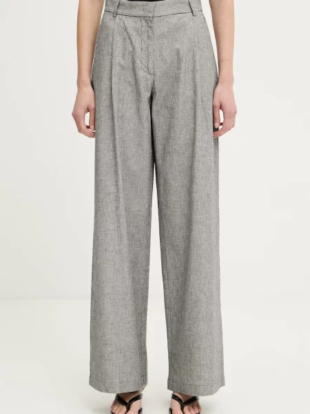 Sessun spodnie garniturowe lniane czarne