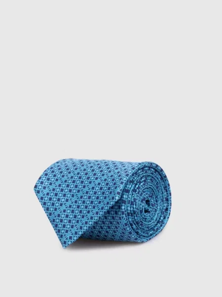 Краватка із шовку у візерунок Stefano Ricci блакитна