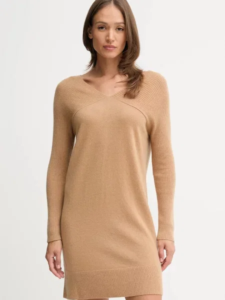 United Colors of Benetton sukienka z dodatkiem wełny mini prosta zielony