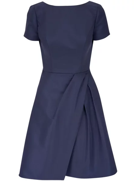 Jedwabna mała sukienka mini Carolina Herrera garniturowa niebieska