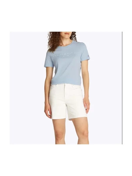 Tričko Tommy Hilfiger s autogramom modrá