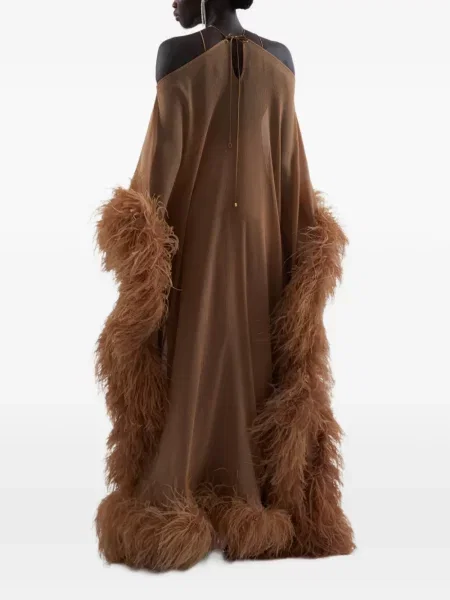 Rochie maxi Taller Marmo cu pene maro