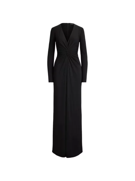 Rochie maxi Lauren Ralph Lauren cu decolteu în V negru