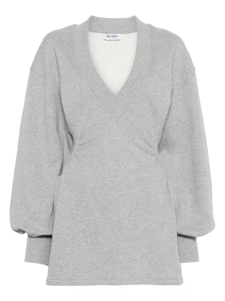 Rochie maxi The Attico cu decolteu în V lungă de costum gri