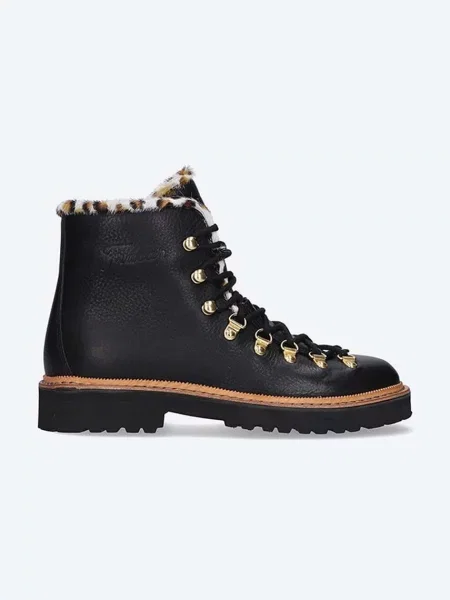 Fracap cizme de piele MAGNIFICO femei cu plat negru
