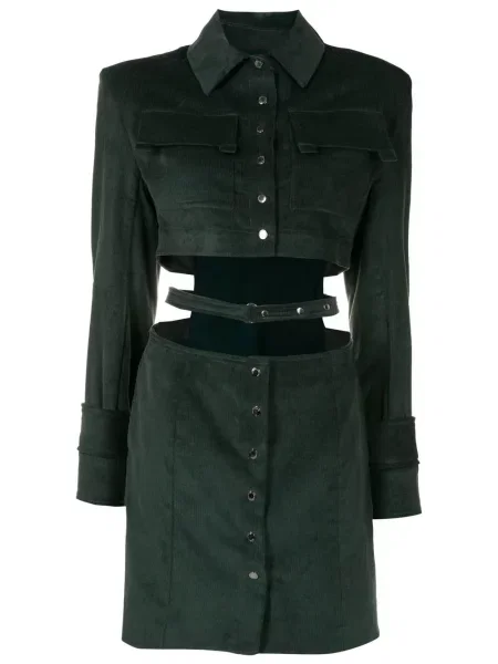 Sukienka Gloria Coelho sztruksowa garniturowa zielona