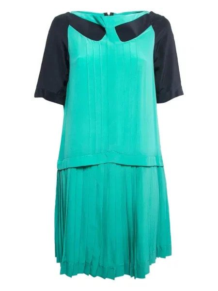 Rochie Victoria Victoria Beckham de mătase plisată de costum verde