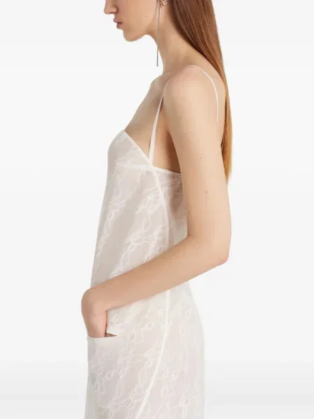 Rochie mini Courreges din dantelă de costum alb