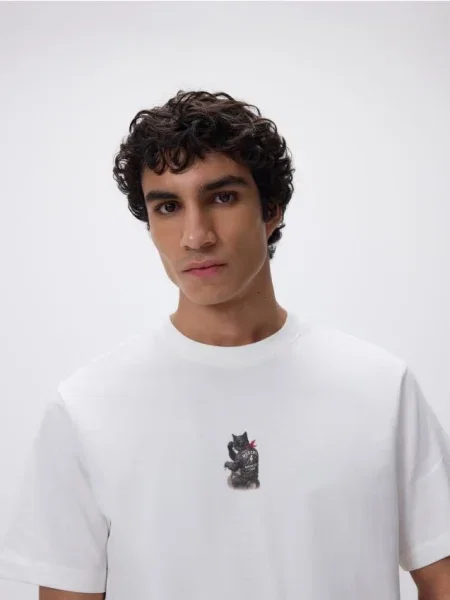 Reserved Tricou comfort fit cu imprimeu alb