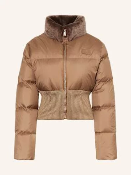 Fendi Kurtka Puchowa Z Odpinanym Kołnierzem beige beżowa