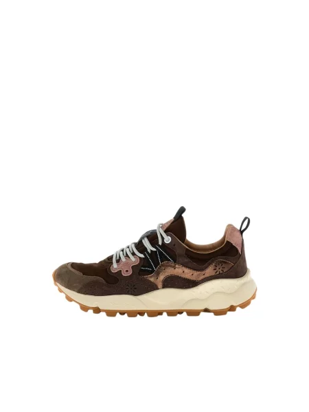 Sneakersy Flower Mountain sznurowane w kwiatki brązowe