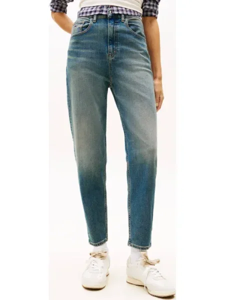 Tommy Jeans Blugi | Mom Fit | high waist albastru