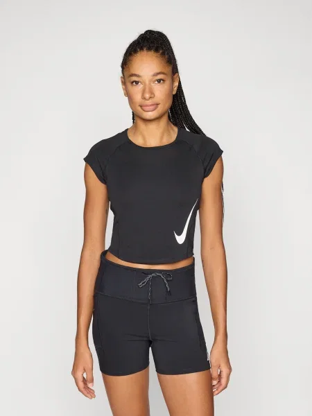 NIKE Tricou funcțional TEMPO SWOOSH negru alb