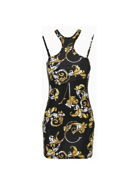 Sukienka jeansowa Versace Jeans Couture z nadrukiem czarna