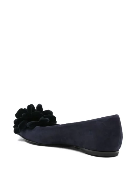 Pantofi cu toc Agl din piele de căprioară cu model floral fără toc albastru