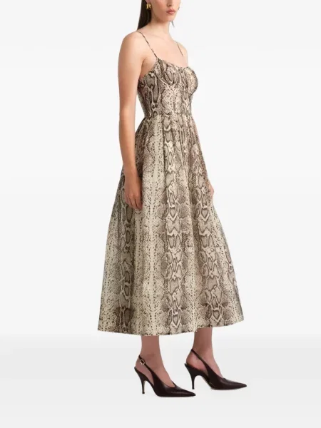 Rochie midi Cara Cara cu imagine cu model piele de șarpe alb