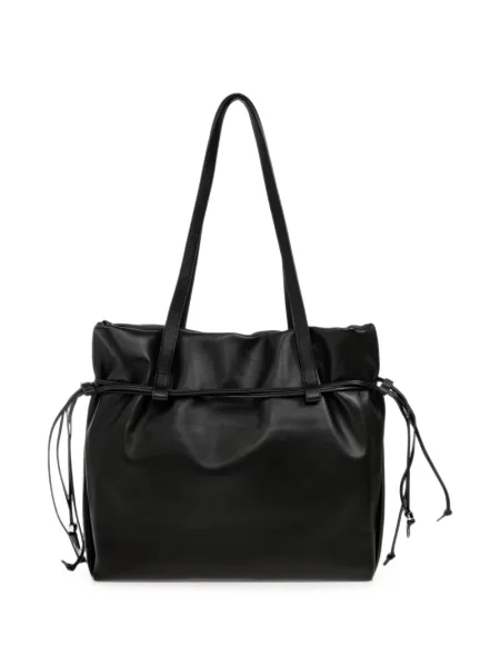 Кожена шопинг чанта Kate Spade с връзки черно