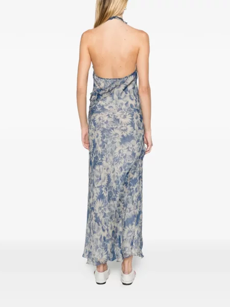 Rochie maxi Sir cu gât halter albastru