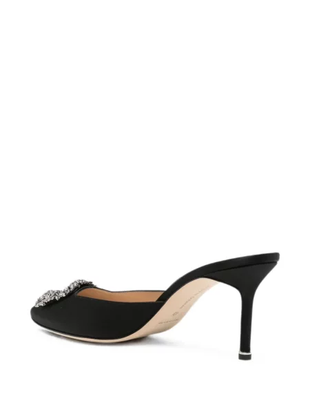 Papuci tip mules Manolo Blahnik cu cataramă negru