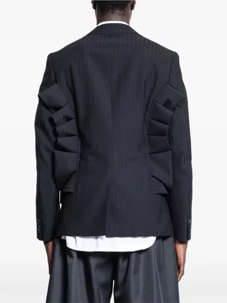 Ριγέ μπλέιζερ Comme Des Garçons Homme Plus με βολάν μαύρο