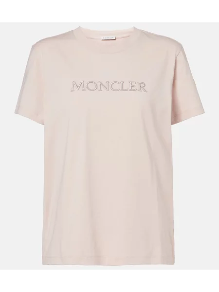 Tricou Moncler din jerseu cu autograf roz
