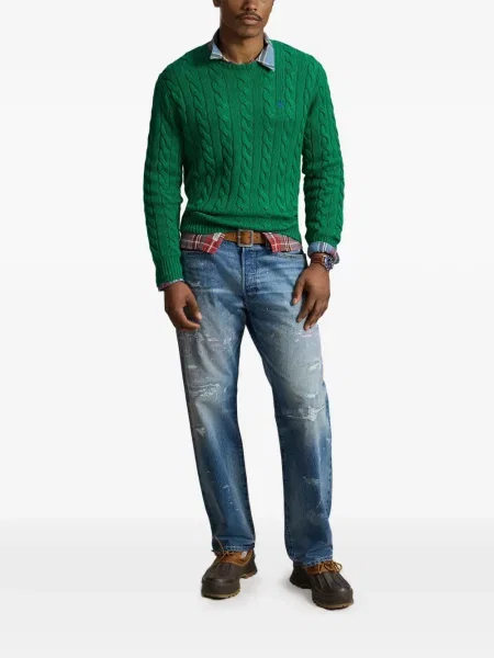 Șosete Polo Ralph Lauren cu broderie în carouri de flanelă verde