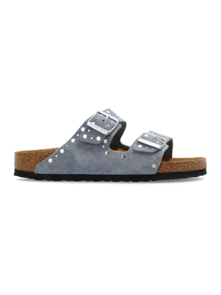 Klapki Birkenstock skórzane niebieskie