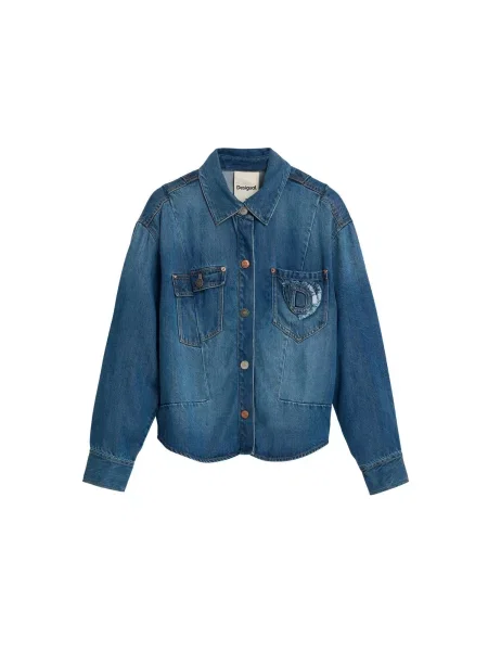 Desigual Geacă de primăvară-toamnă denim albastru