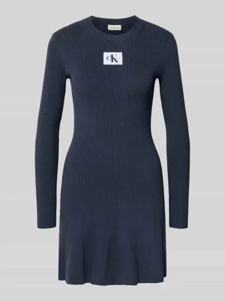 Sukienka mini z naszywką z logo model ‘FIT AND FLARE’ Calvin Klein Jeans