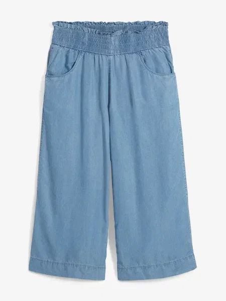 Spodnie culotte z lyocellu niebieskie
