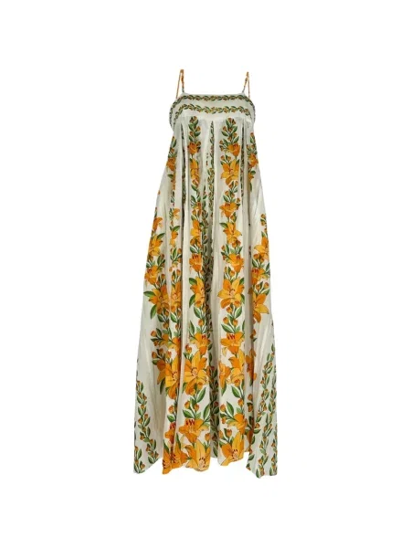 Rochie maxi Farm Rio cu imprimeu tropical alb