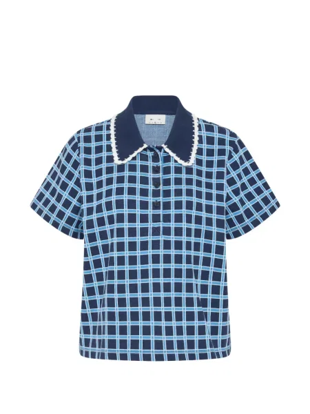 Tricou polo The Upside în carouri albastru