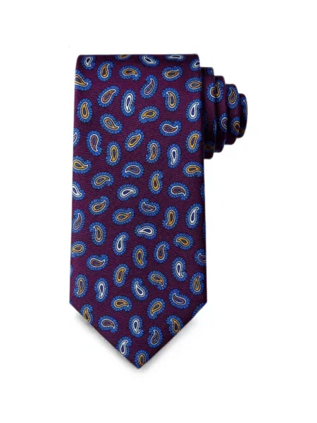 Cravată Bona Furtuna cu imagine cu model paisley violet