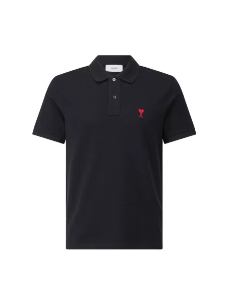 Koszulka polo Ami Paris wełniana czarna
